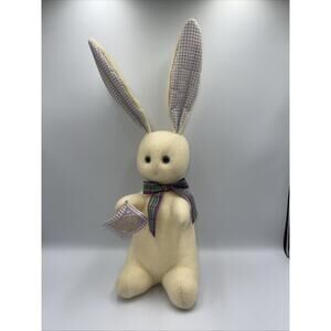 Hallmark Cards Easter 1980's  20" Sitting Plush Easter Bunny Rabbit with ribbbon